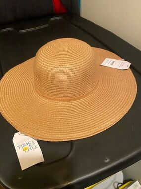 Time and Tru Straw Wide Brim Sun Hat - Tan
